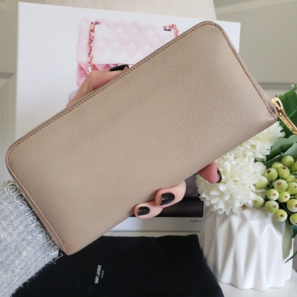 Authentic Pre-owned Yves Saint Laurent Grain De Poudre Zip Around Long Wallet - Picture 4 of 16